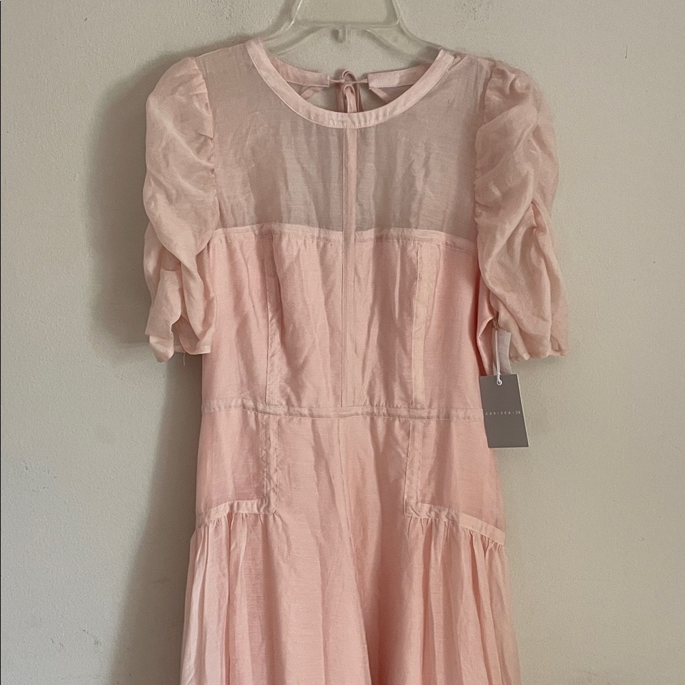 Chelsea28 Blush Pink Puff Sleeve Dress